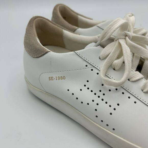 Sam Edelman Aubrie Sneakers 7.5 White Leather Suede Toe Low Top Lace Up Casual - Picture 13 of 14